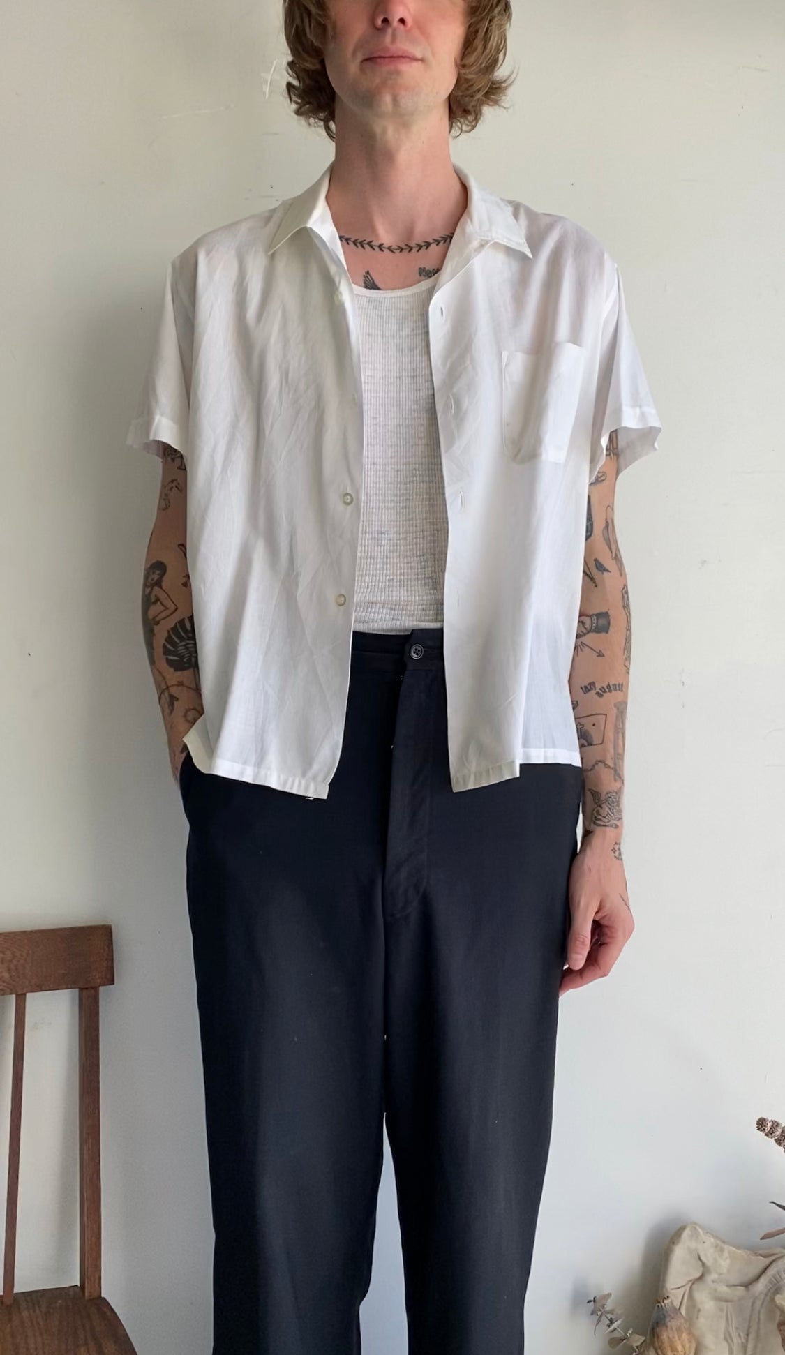 1960s Short-Sleeved Button Up (Boxy M)