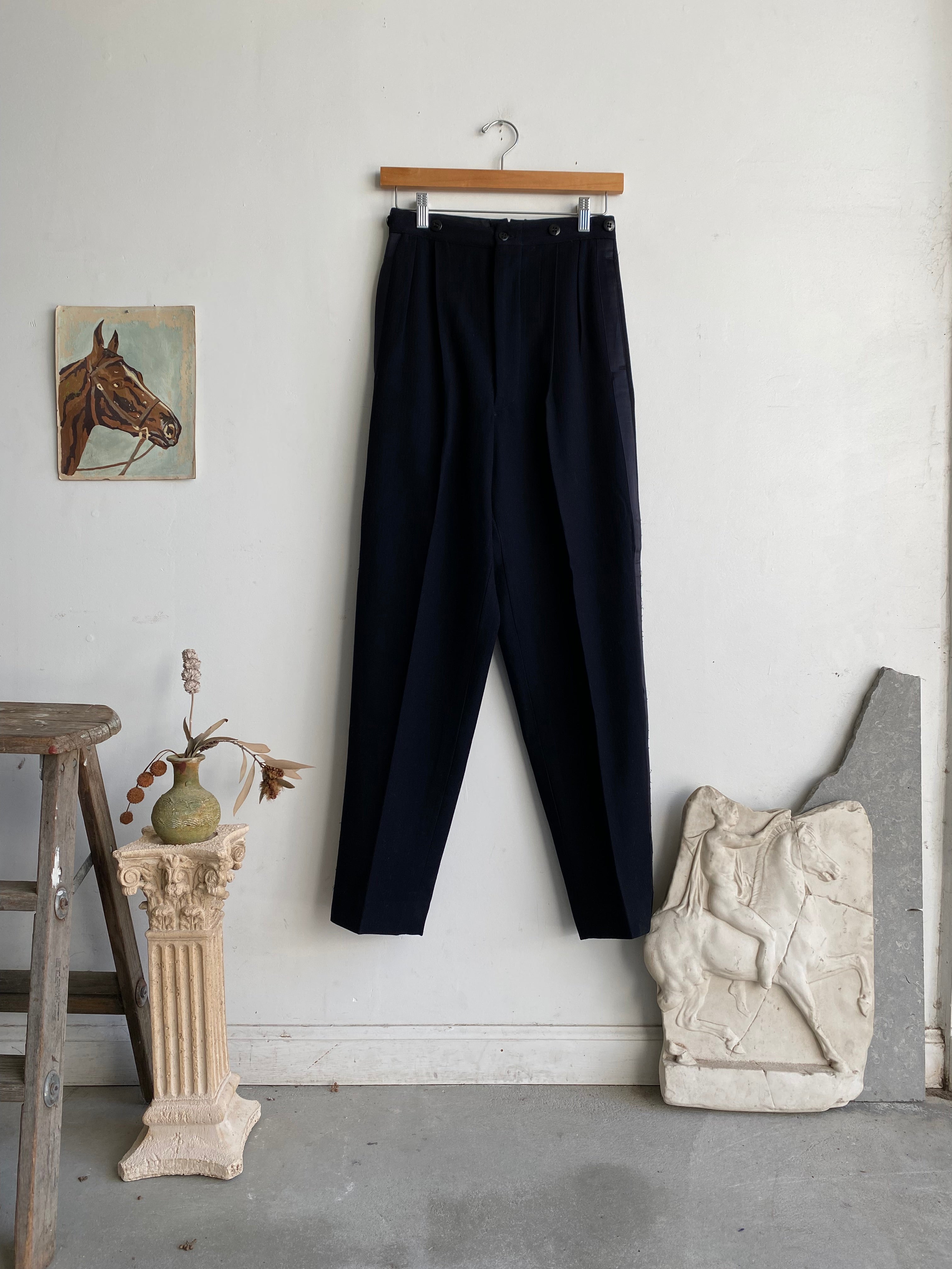 1970s Womens Pleated Tuxedo Trousers (26 x 29)