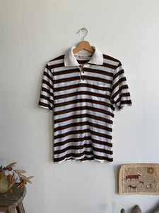 1980s Brown-Stripe Polo (S/M)