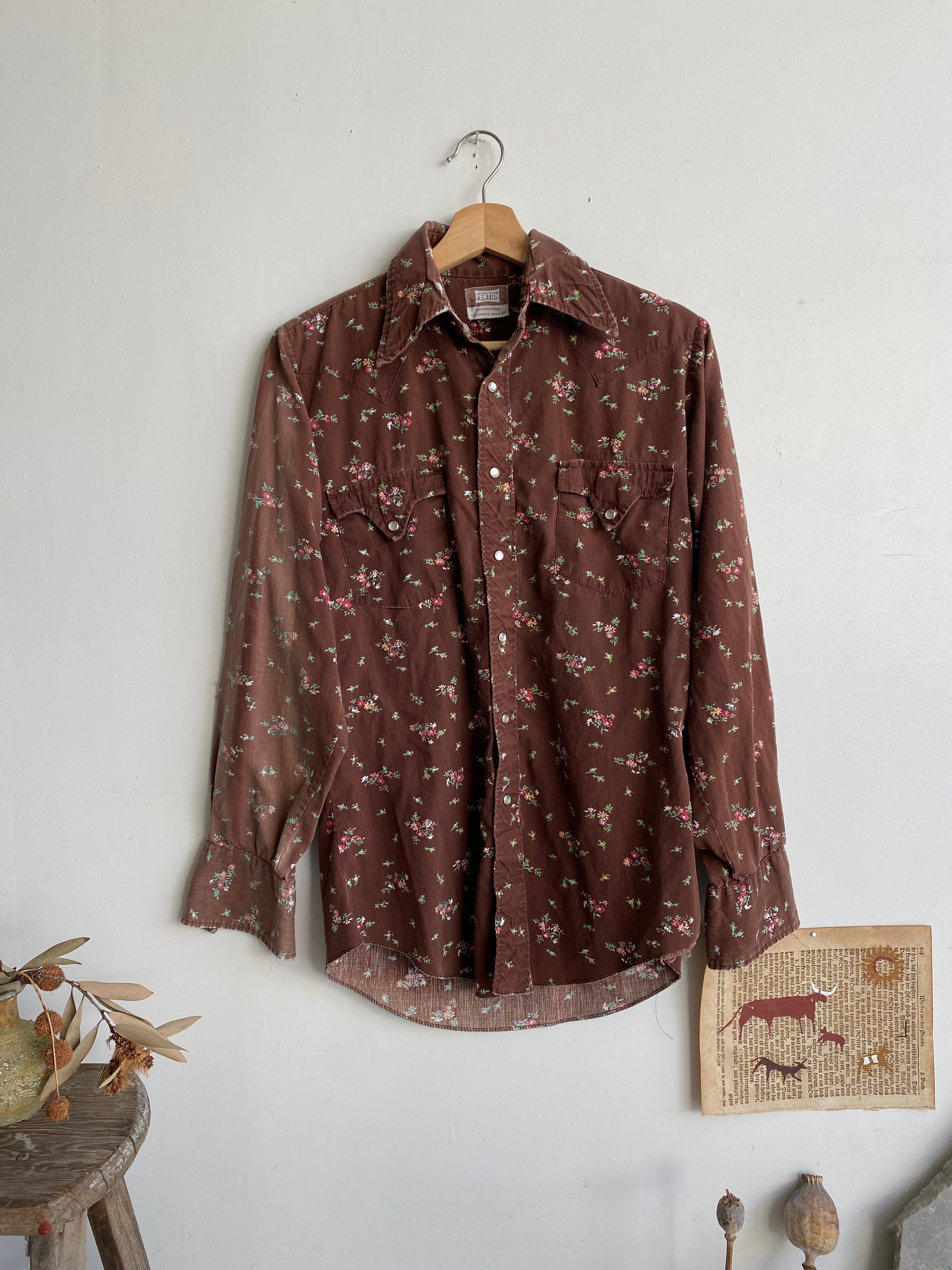 1960s Sunfaded Brown Floral Western (M)