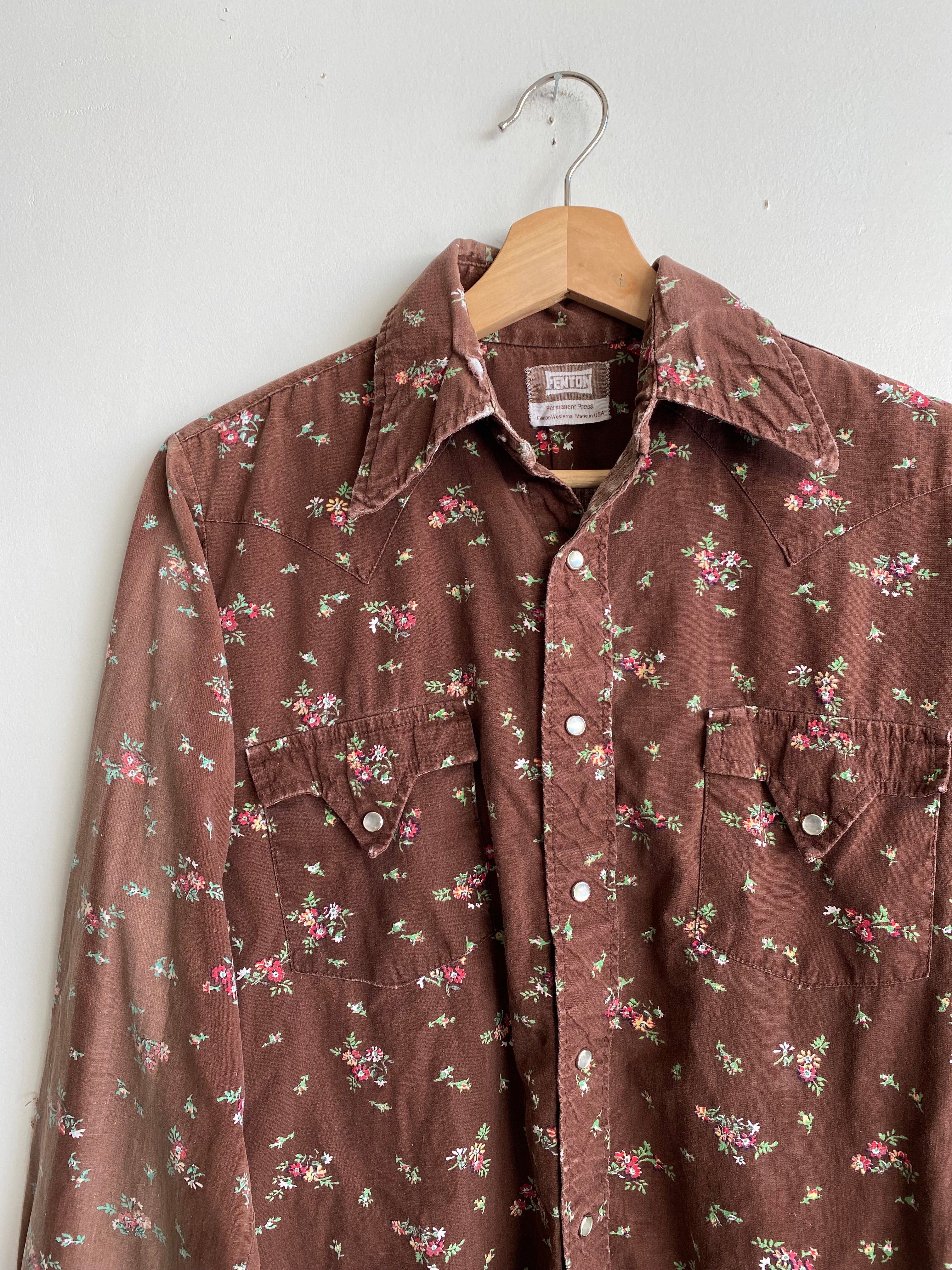 1960s Sunfaded Brown Floral Western (M)