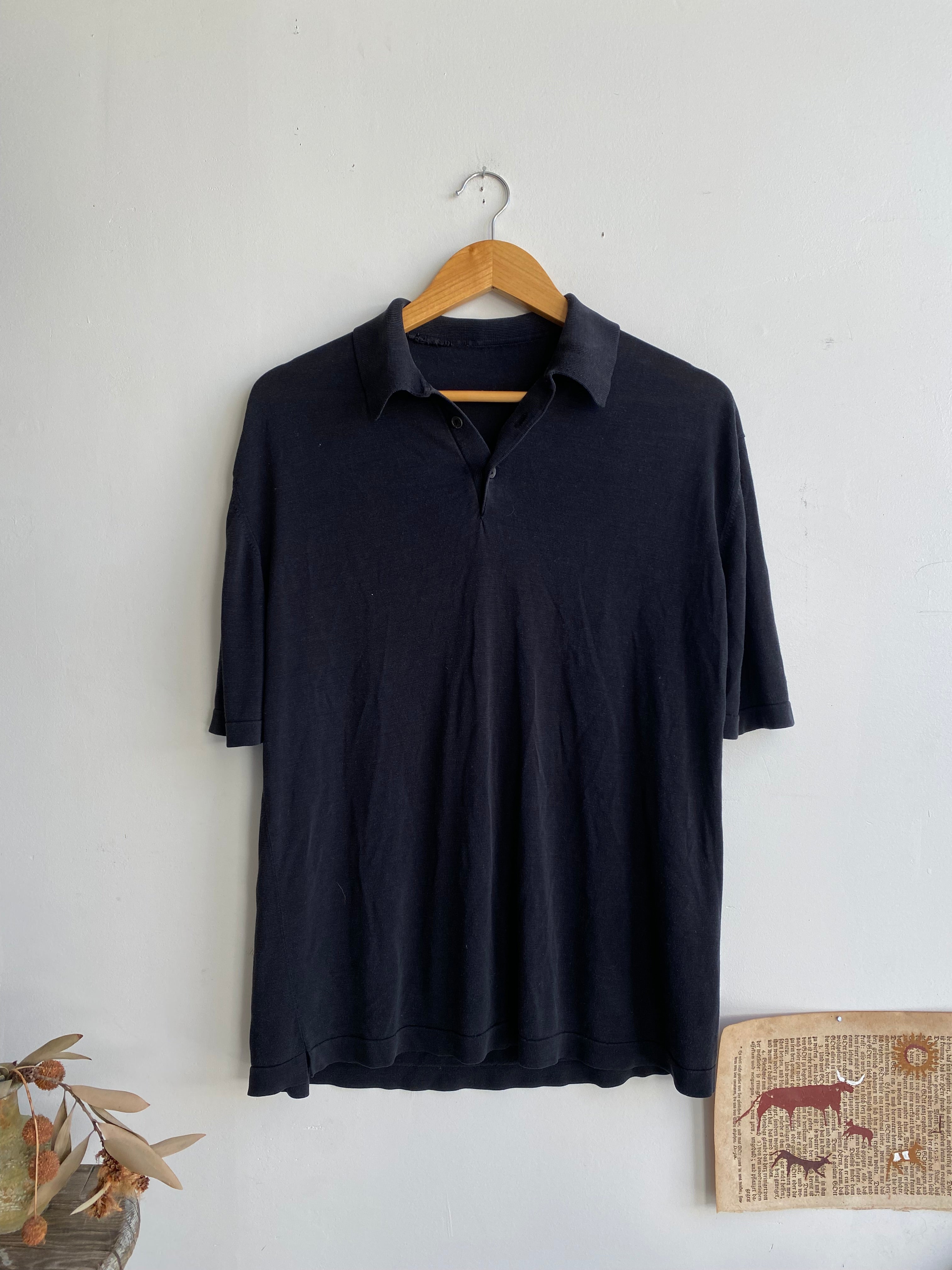 1980s Drapey Black Polo (L)