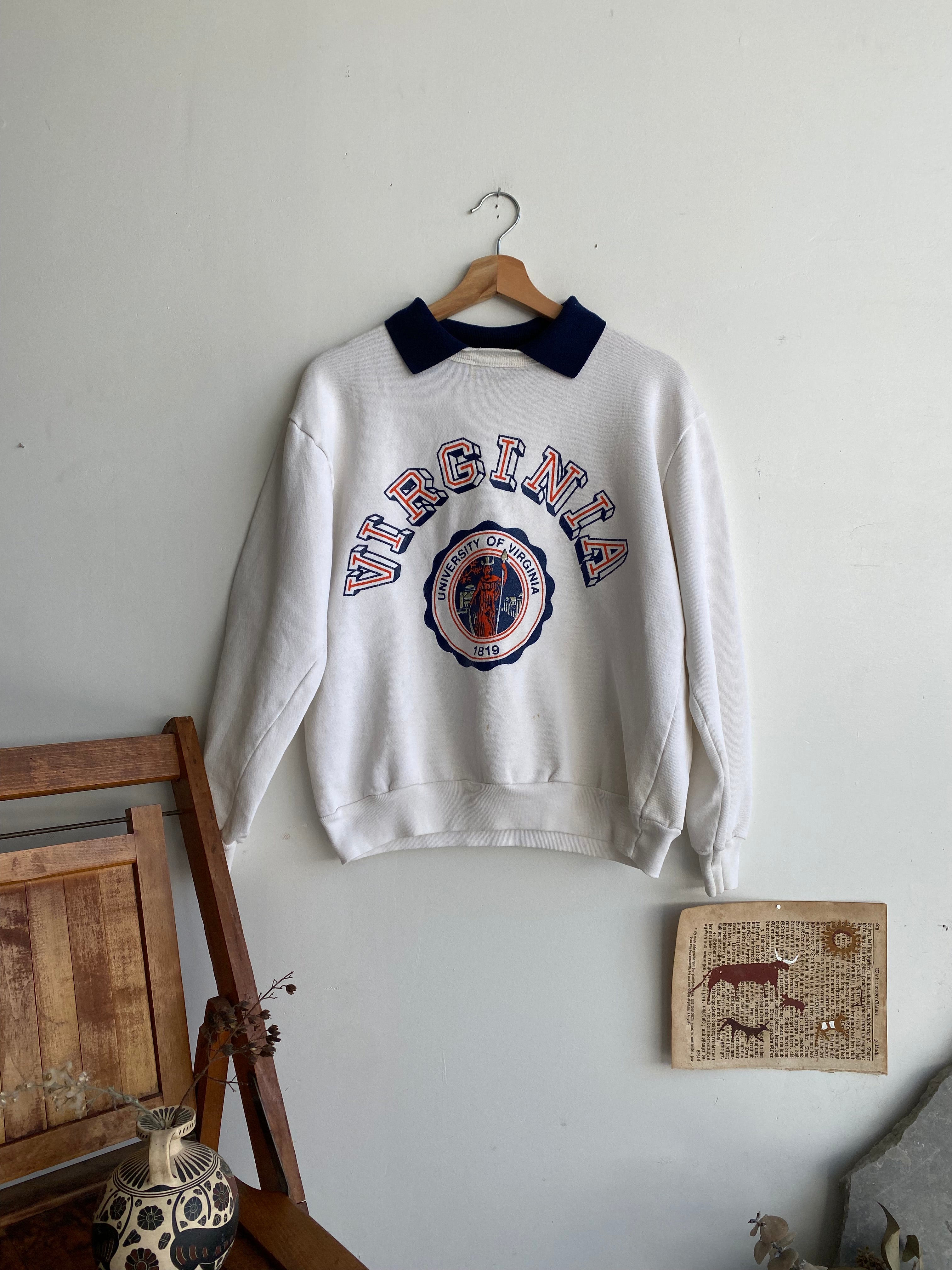 1980s University of Virginia Collared Sweatshirt (Cropped M/L)