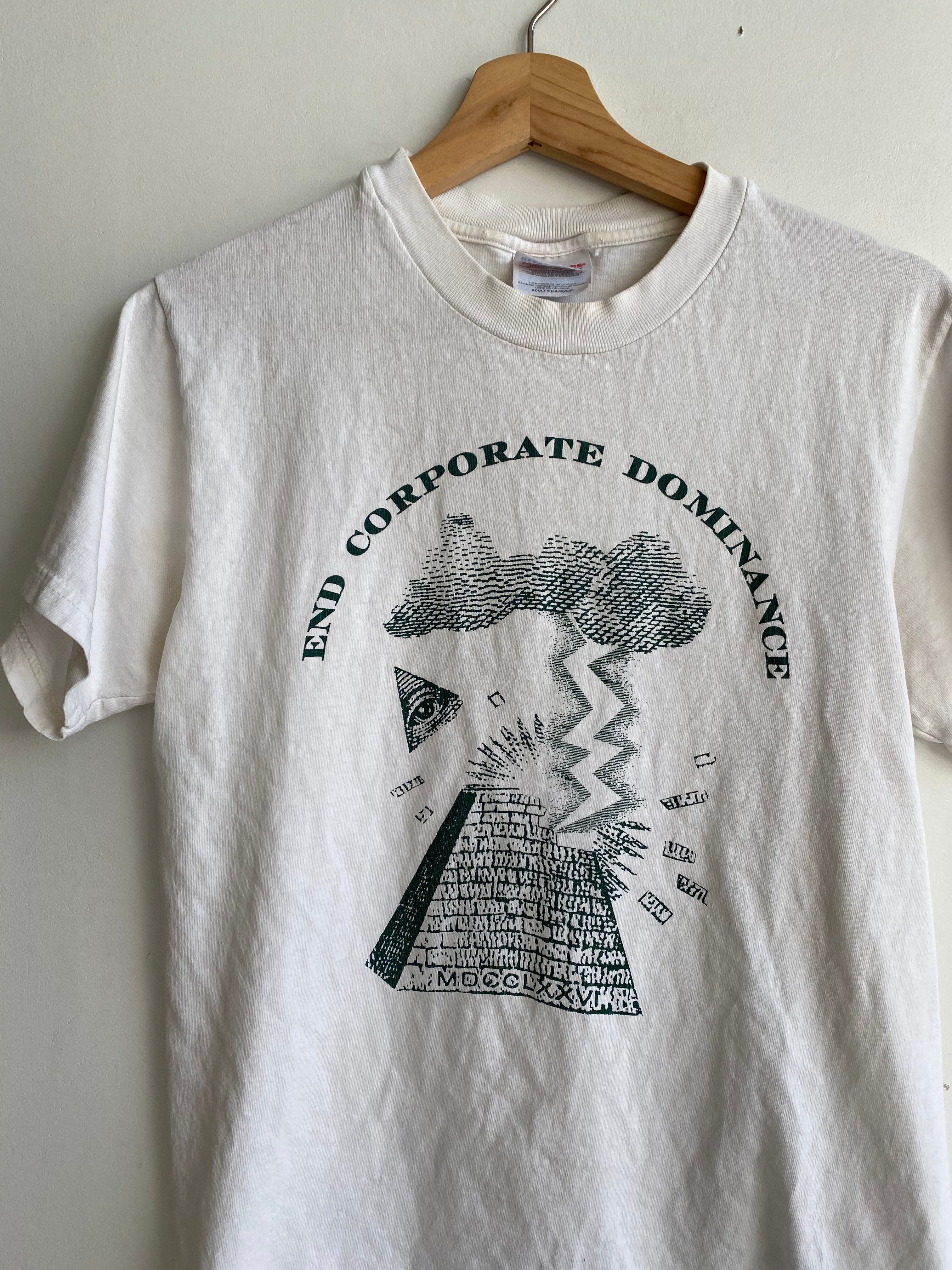 1990s End Corporate Dominance Tee (S/M)